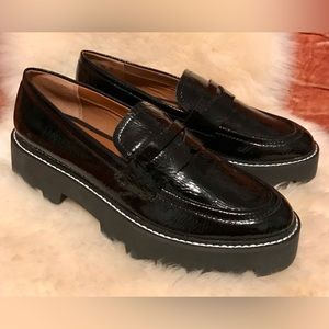 NWOT Franco Sarto Black Bali Lug Sole Chunky Loafer Size 8